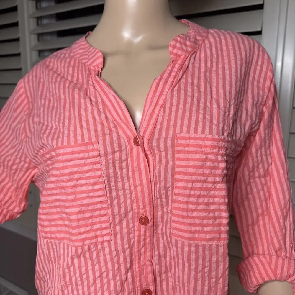 Soft surroundings MEDIUM shirt M pockets tunic beach 100% cotton - Picture 2 of 10